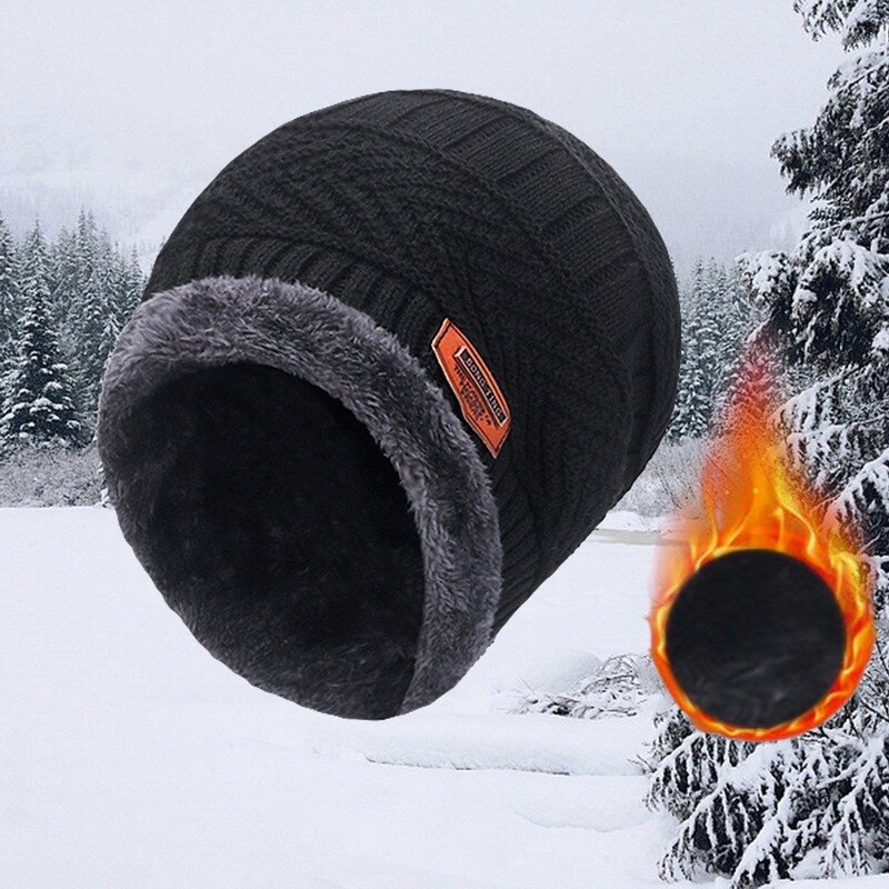 Winterstrickmütze für damen und herren, warm und dick gefüttert, mit samtfutter, Schließfach geschnitten, mit schal, marken-wintermütze, skimaske