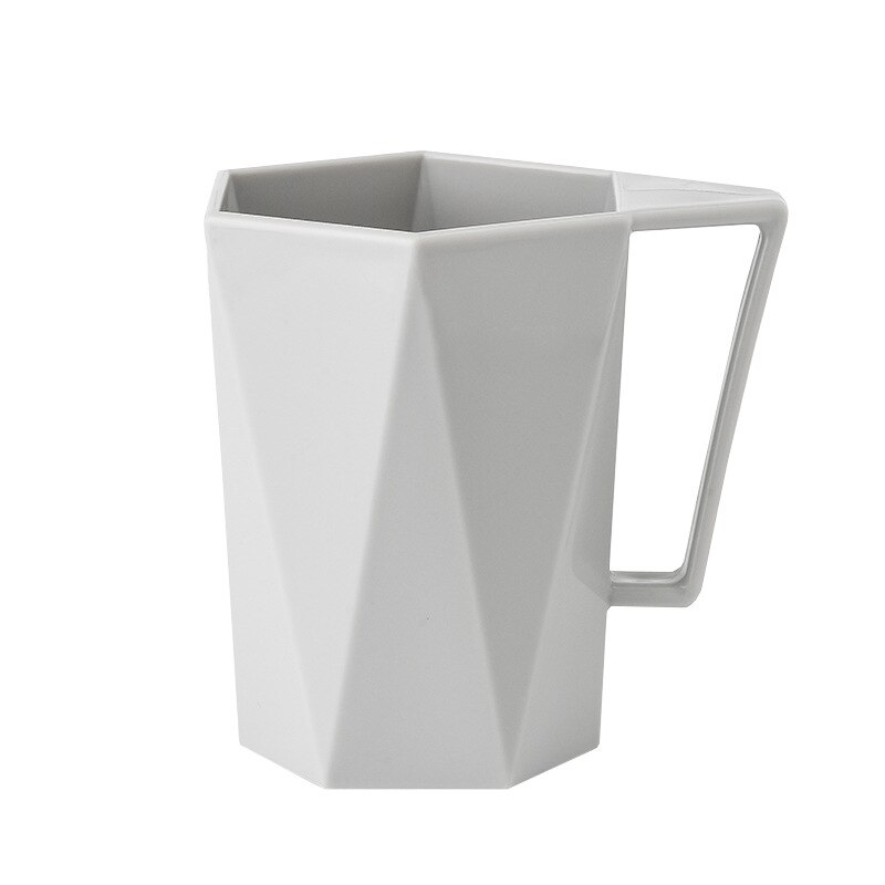 1 Pcs Huishoudelijke Geometrische Vorm Mondwater Cup Met Handvat Paar Cup Diamant Facet Plastic Toothbrushing Cup Tand Mok Melk Cup: Grey