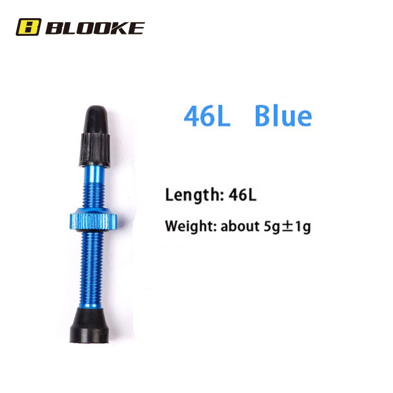 BLOOKE 34/46/60/80MM EPDM Rubber and Alloy Material Bicycle French F/V Tubeless Tire Valve Suitable For Road Bike MTB: 46L Blue