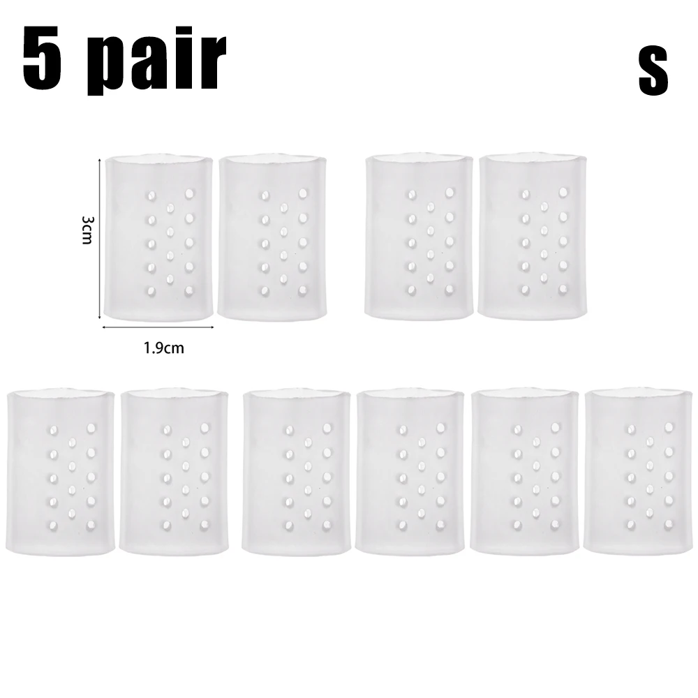 5pairs Toe Protective Covers Double Opening Breathable Silicone Toe Caps Soften Calluses and Corns Transparent Foot Care Tools: DEEP BLUE