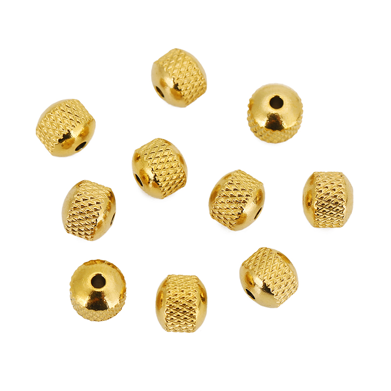 30pcs 3/4/5/6/7/8mm Stainless Steel Beads Gold Color Ridged Cyclinder Tube Spacer Loose Beads for Jewelry Making DIY Findings