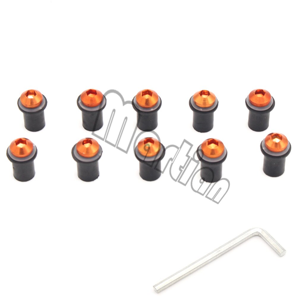 Tornillos para parabrisas de motocicleta, Kit de tornillos y tuercas de 5mm para SUZUKI Hayabusa GSR 600/750 GSXR 600/750 SV 650 SV65, 10 unidades