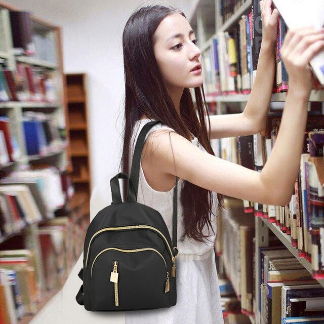 PAMA SKIN Women's bags casual Oxford cloth backpack nylon school bag Multi-function Small Backpack Female