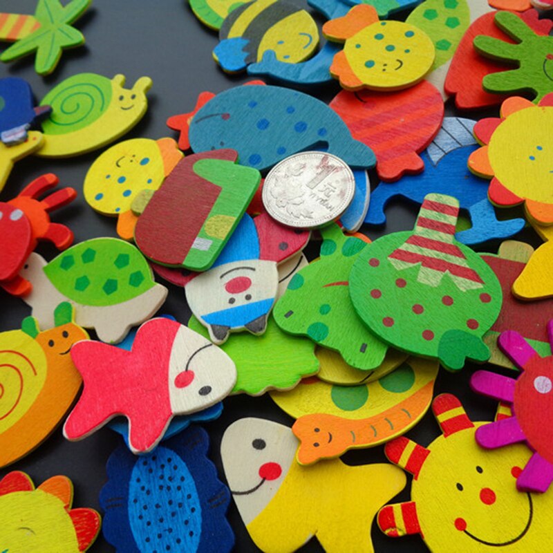 12 stks/set Magneet voor Koelkasten Baby Leuke Magneten Houten Cartoon Dier Kind Educatief Speelgoed Koelkastmagneet
