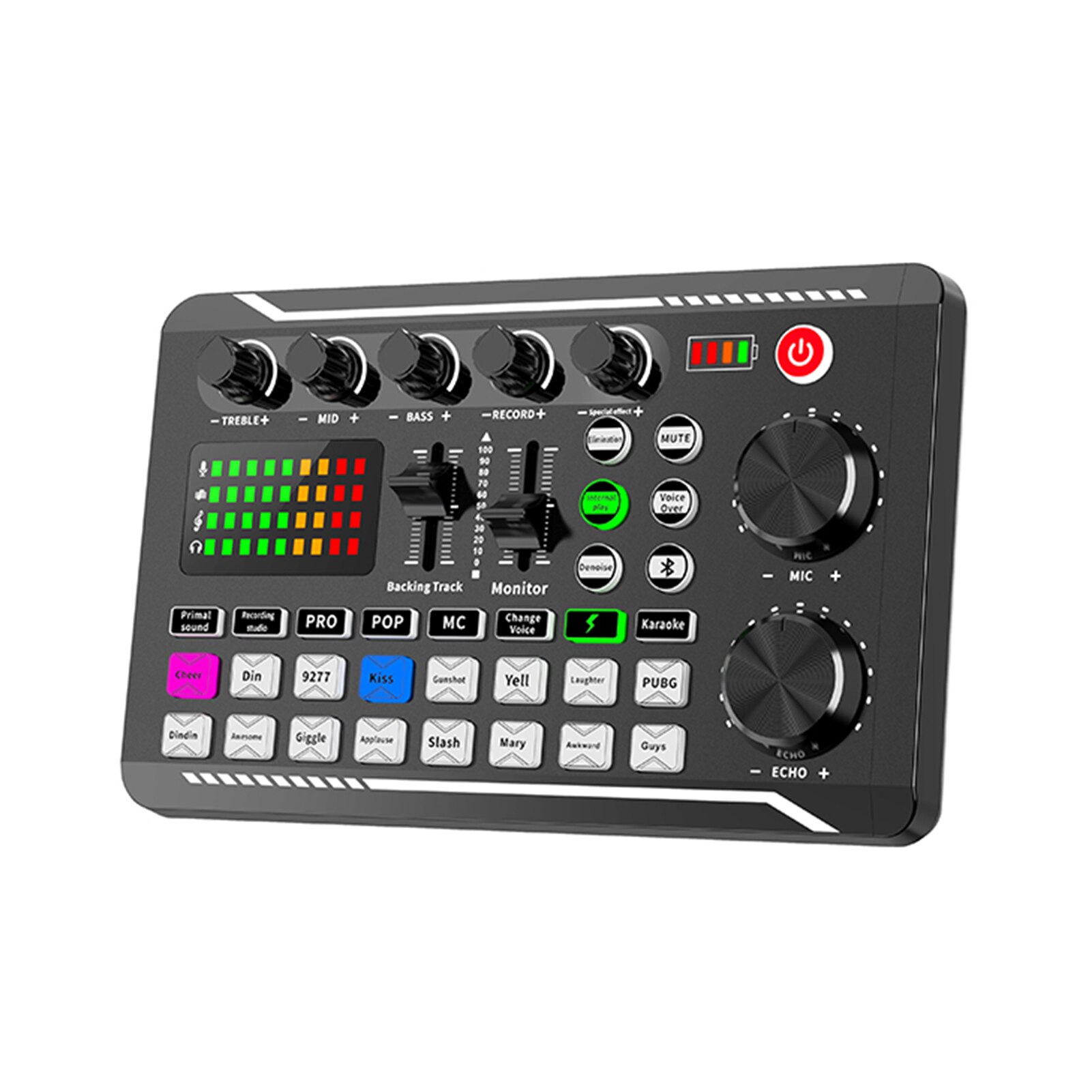 Cartão de som 16 efeitos sonoros redução de ruído misturadores fone de ouvido microfone controle de voz para o telefone pc computador dj music studio áudio adaptador