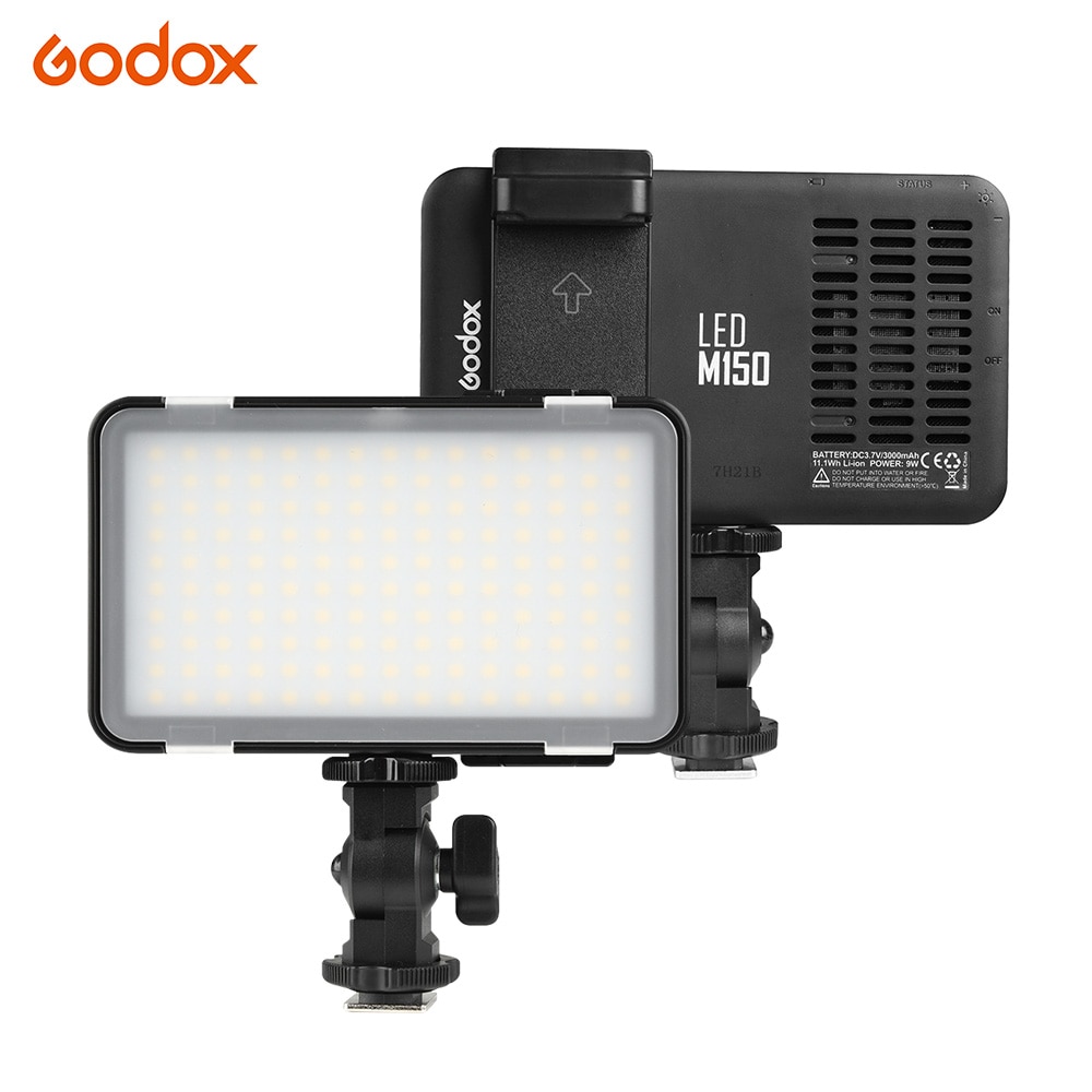 Godox LEDM150 Mini LED Video Light 5600K Dimmable Photography Fill-in Light with Adjustable Phone Mounting Bracket for DSLR Cam