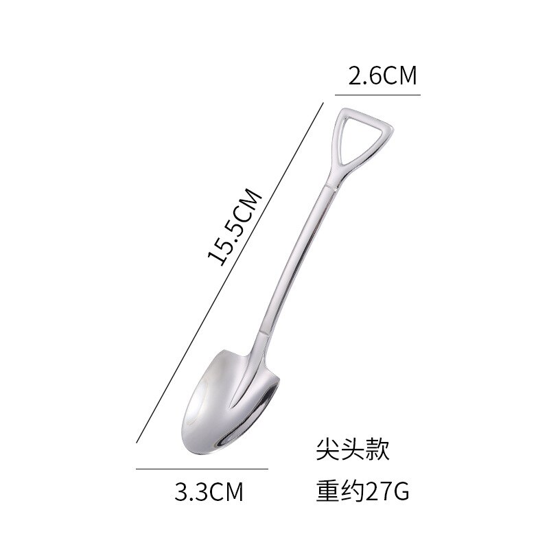 Cuchara de hierro de acero inoxidable para cocina, 6 uds., cuchara de café, pala de ingeniería, Retro, accesorio de cocina: 6pcs Silver A