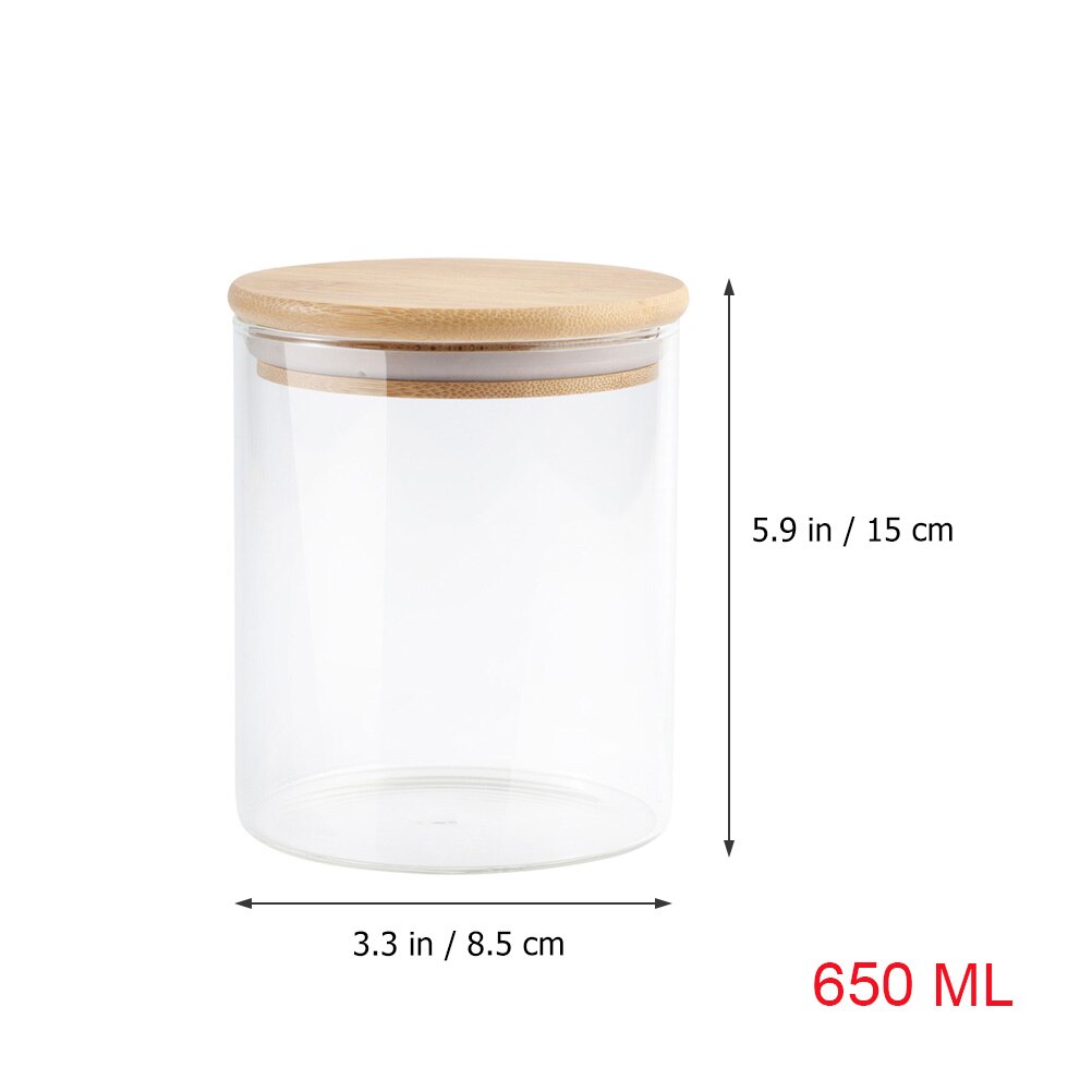 Glass Jar Sealed Cans with Lid Kitchen Food Storage Bottles Mason Spice Jars Candy Storage Container Tea Box Kitchen Storage Can: 650ml Glass Jar