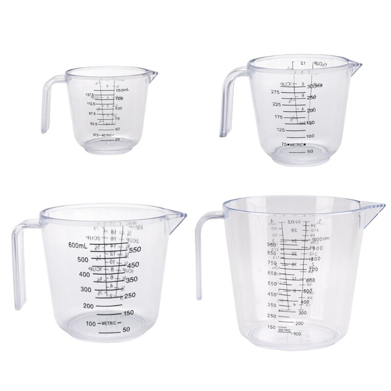 Clear Plastic Measuring Cup with Scale Measurement Stackable Flour Sugar Water Measure Jug Kitchen Baking Tool