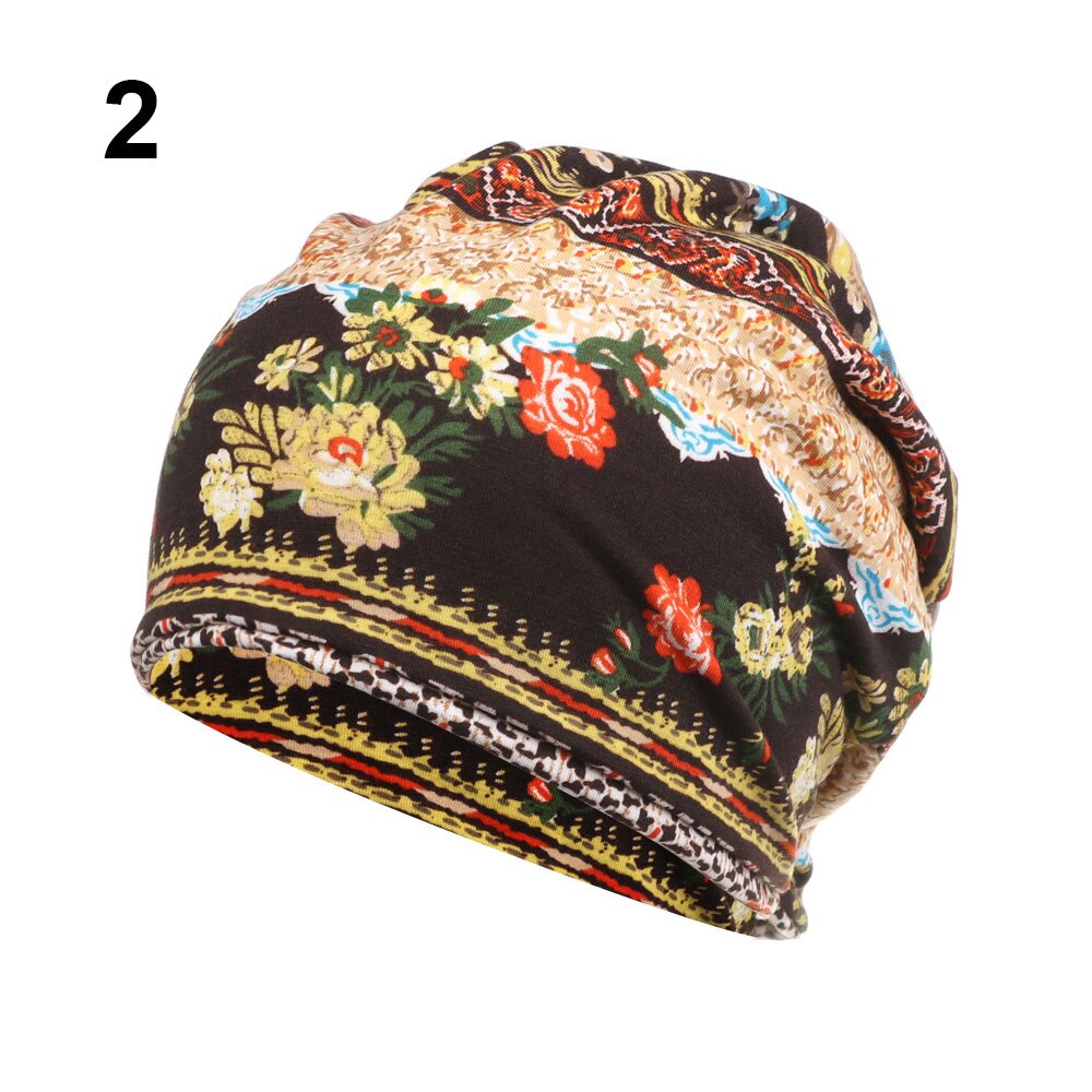 1Pc Baumwolle frauen ausgebeult Slouchy Mütze Hütte Sport lässig Headwear Haar Verlust Kopftuch Krebs Chemo Kappen Drucken kopf wickeln: 2