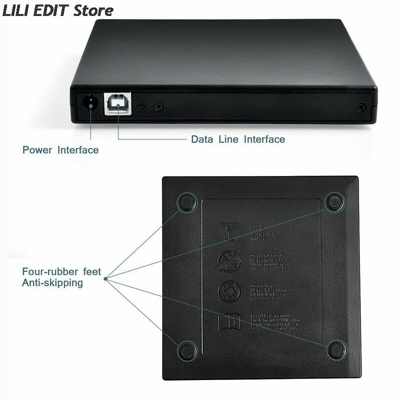 External DVD ROM Optical Drive USB 2.0 CD/DVD-ROM CD-RW Player Burner Slim Portable Reader Recorder For Laptop