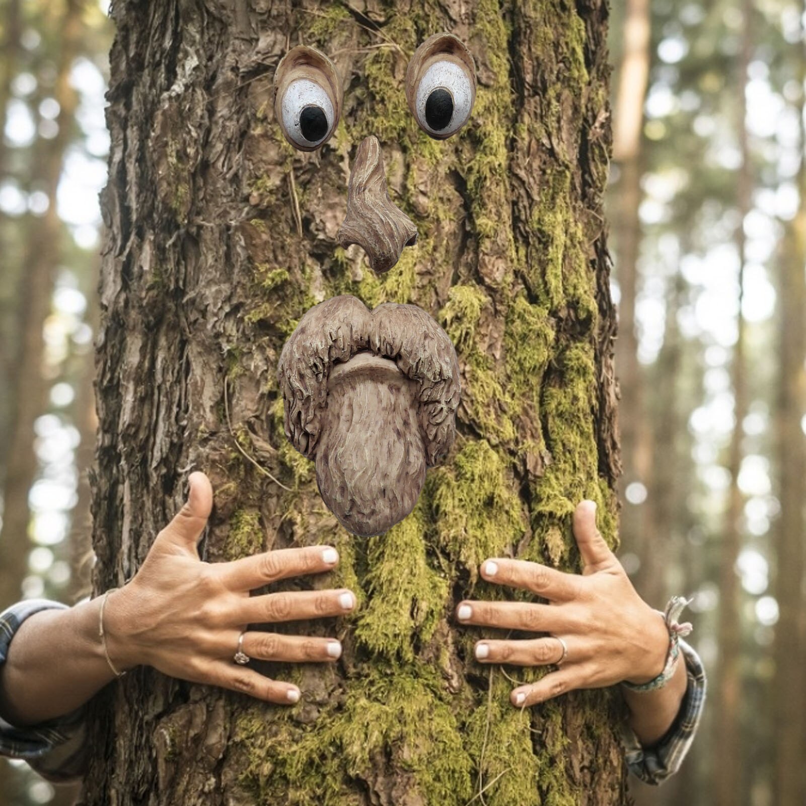 Old Man Tree Hugger Tree Face Decor Outdoor Funny Old Man Tree Sculpture Yard Art Decoration Garden Peeker
