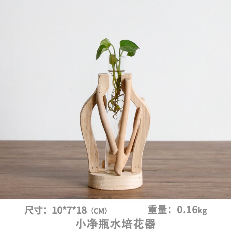 Jarrón de madera puro hecho a mano decorado maceta de madera para flores sólidas para vidrio contenedor hidropónico Floral florero decorativo casero: G