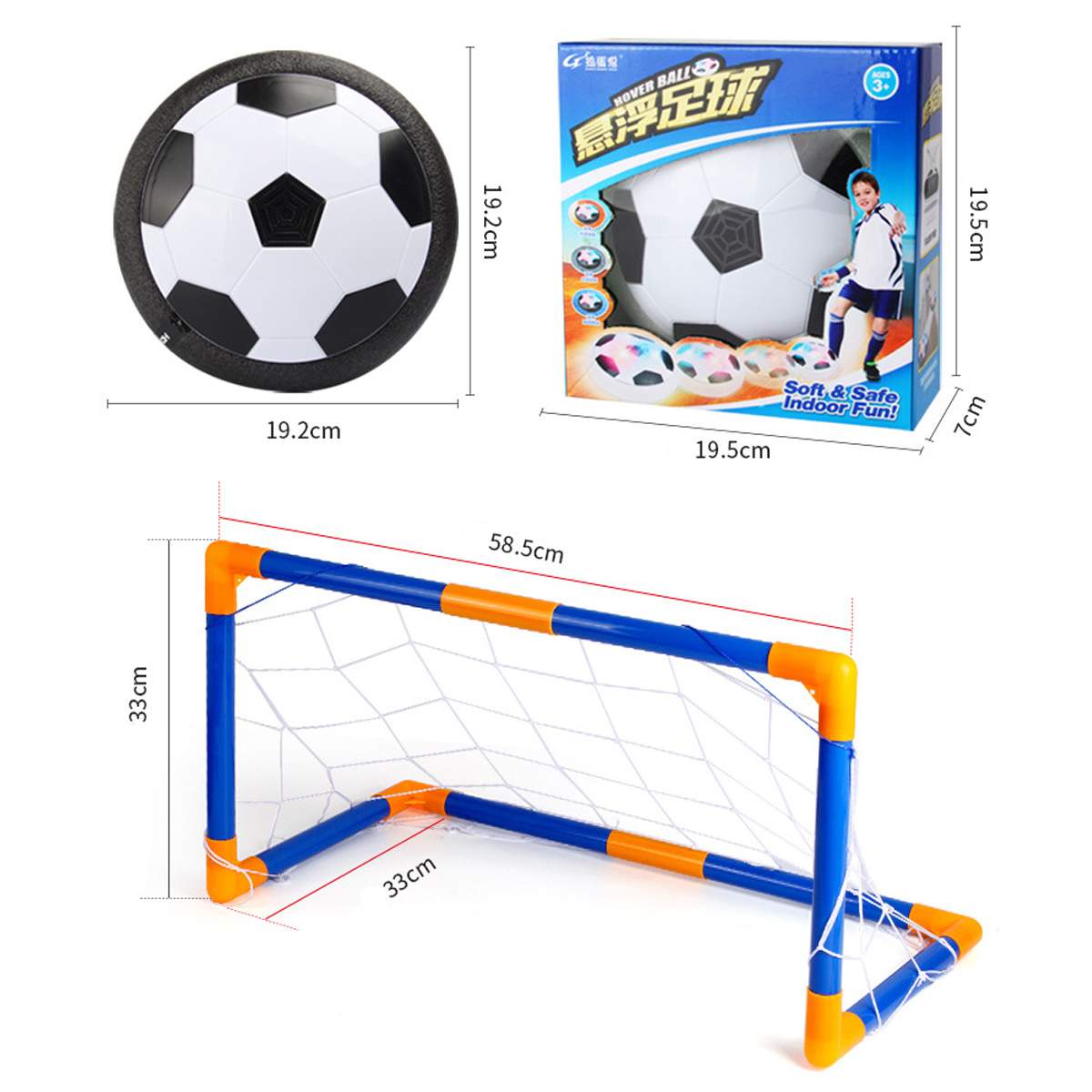 Air Power Football Toys Hover Soccer Toy Play Indoor/Outdoor Games Internal Electric Universal USB Charging Suspension Football