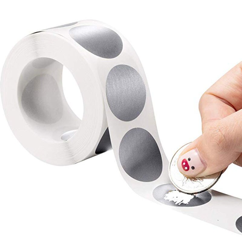 Pegatinas plateadas para rascar, de forma redonda, DIY, hechas a mano, para juego, papelería, 50-300 Uds.: QY508-Silver- 50pcs