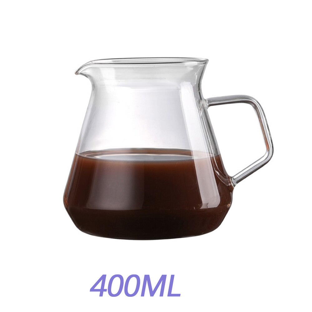 Ecocoffee V60 Pour Over Glass Range Coffee Server 400/600ml Carafe Drip Coffee Pot Coffee Kettle Brewer Barista Percolator Clear: 400ml