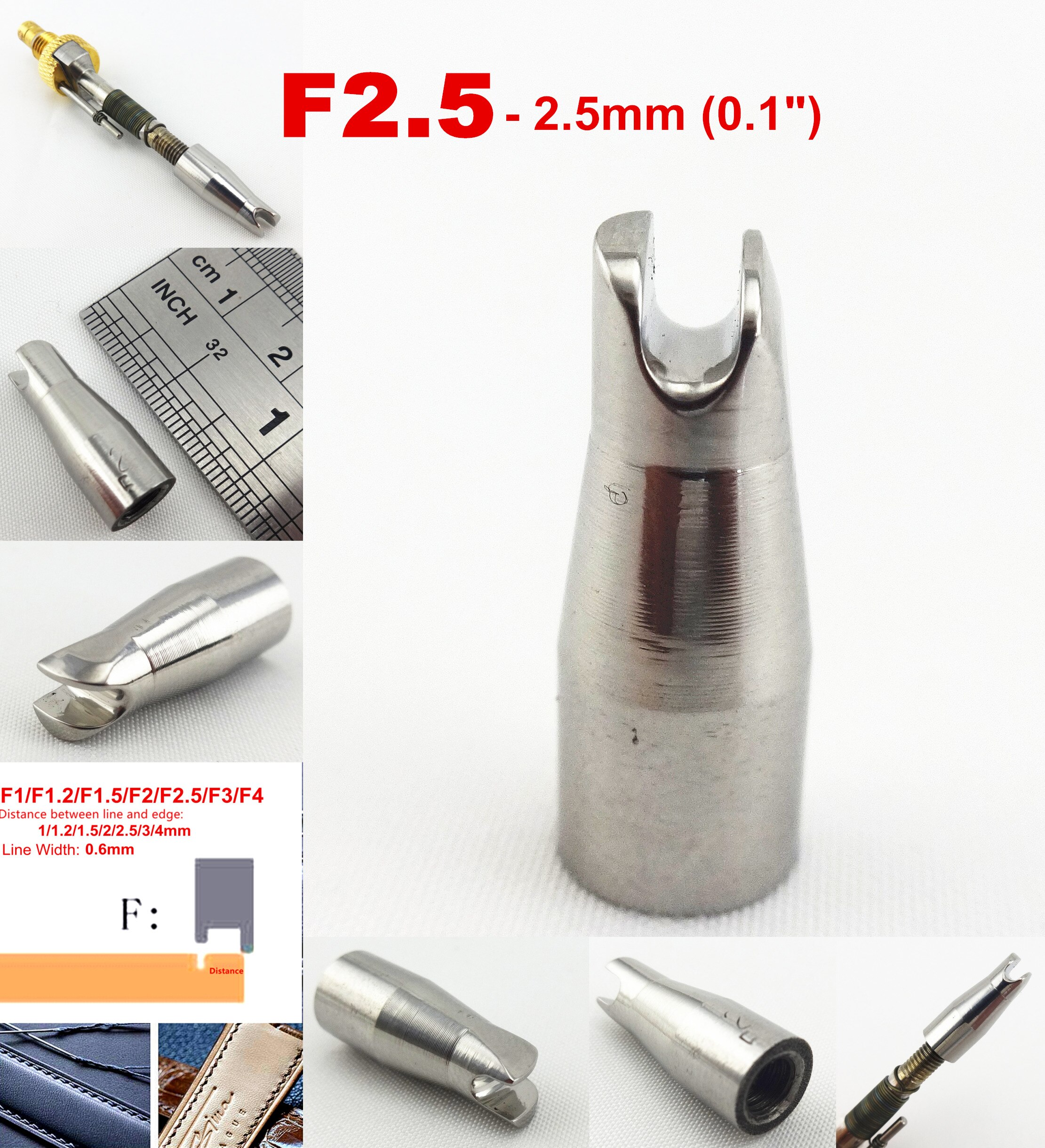 8 soorten lederbewerking perslijn elektrische vouwrandmachine soldeerbout vervangpunt gereedschap f-type puntkop 1/1.2/1.5/2/2.5/3/4mm