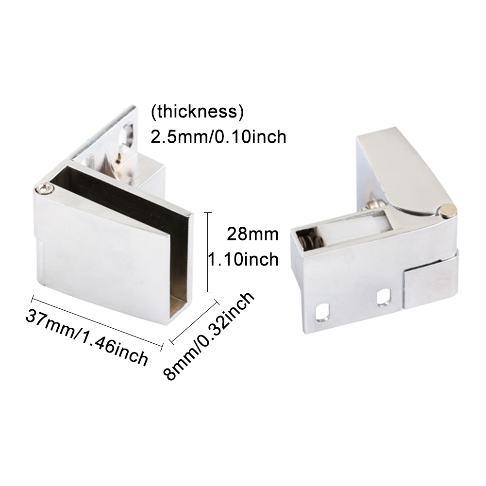 1 pair Self-closing Glass Door Hinge No Drilling Frameless Clamp Side Mounted Zinc Alloy Hardware Furniture Accessories