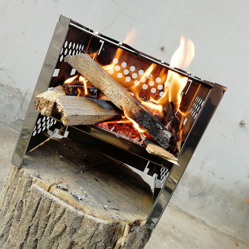 Edelstahl Grill Grill Outdoor Camping Tragbare Falten Carbon Ofen Hohe Temperatur Widerstand Mit Windschutzscheibe