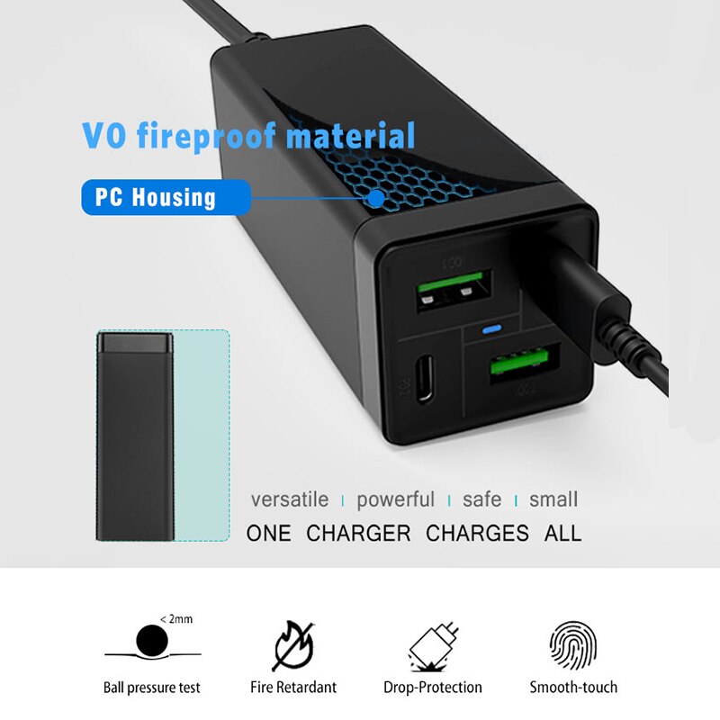 Chargeur USB C 85W, URVNS GaN Tech PD 65W PPS 33W QC 18W, Station de charge rapide USB-C pour iPhone, Samsung, MacBook