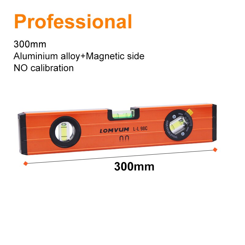 LOMVUM-règle horizontale à paliers magnétiques, haute précision, avec bulles, niveau à bulle, résistant à la rouille: Pro 300MM