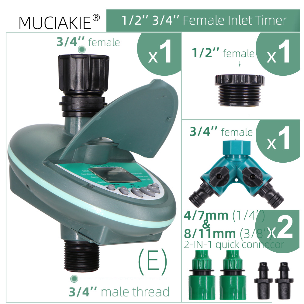 Garden Irrigation Timer LCD Display Watering Controller Weekly Daily Programming Greenhouse Potted Plants Automatic Sprinklers: green