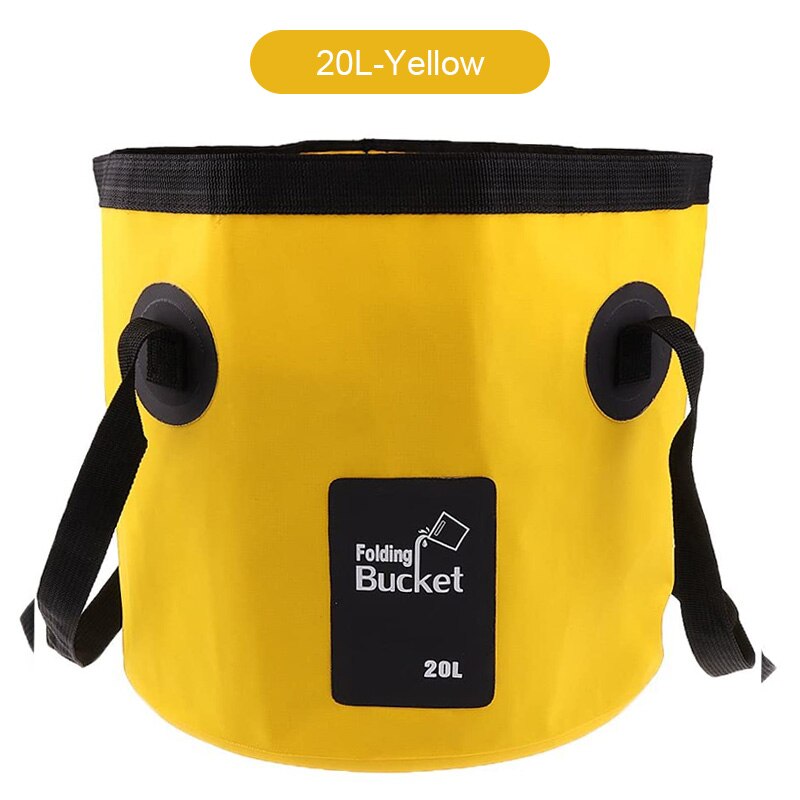 20L 12L Folding Bag Water Bucket Storage Container Water Carrier Waterproof Bags Portable For Outdoor Fishing Hiking Camping: Yellow 20L