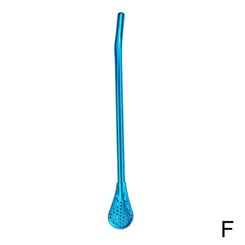 1pcs Metal Straw Steel Drinking Tea Yerba Mate Straw Gourd Filter Pipette Bombilla Filter Pro Spoon O2U3: blue