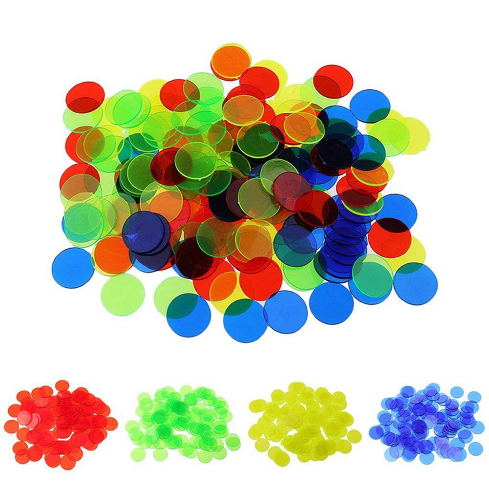 100Pcs 19Mm Kids Bingo Chips Transparante Kleur Tellen Math Game Tellers Markers Plastic Kinderen Onderwijs Accessoire Speelgoed