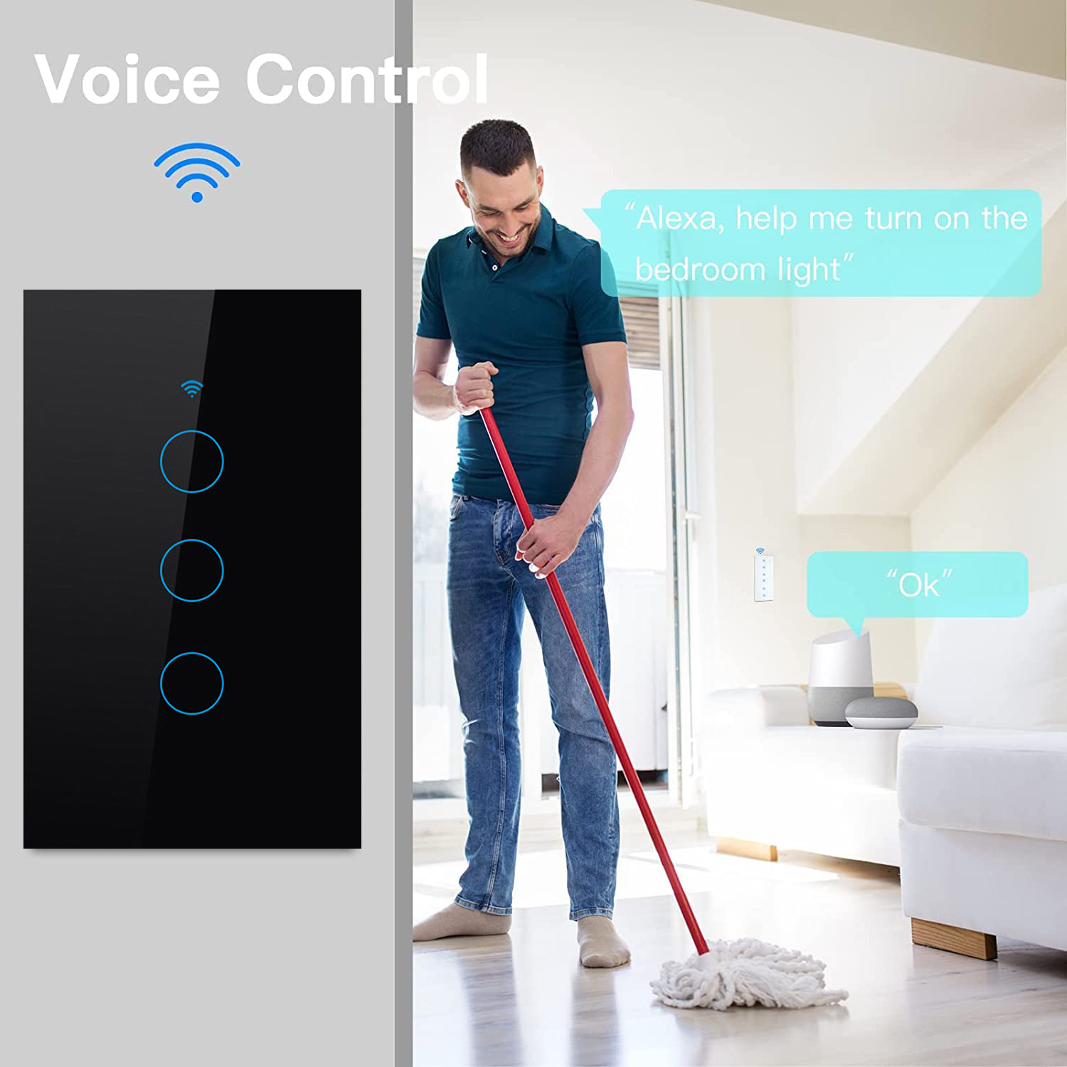 Inteligentne przełączniki Tuya Przewód neutralny USA / Nie wymaga przewodu neutralnego Światło WiFi Przełącznik dotykowy 1/2/3/4 Gang Via Alexa Google Home Alice
