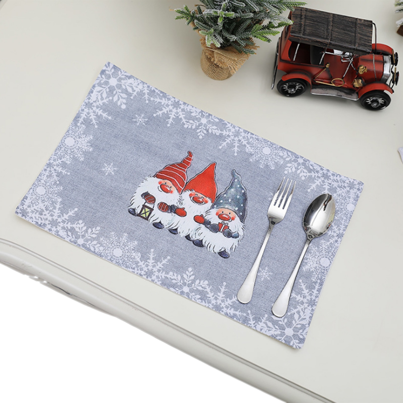 Kerst Placemats, Antislip Hittebestendig Placemats Met Lachend Gnome Print Voor Eetkamer Decoratie