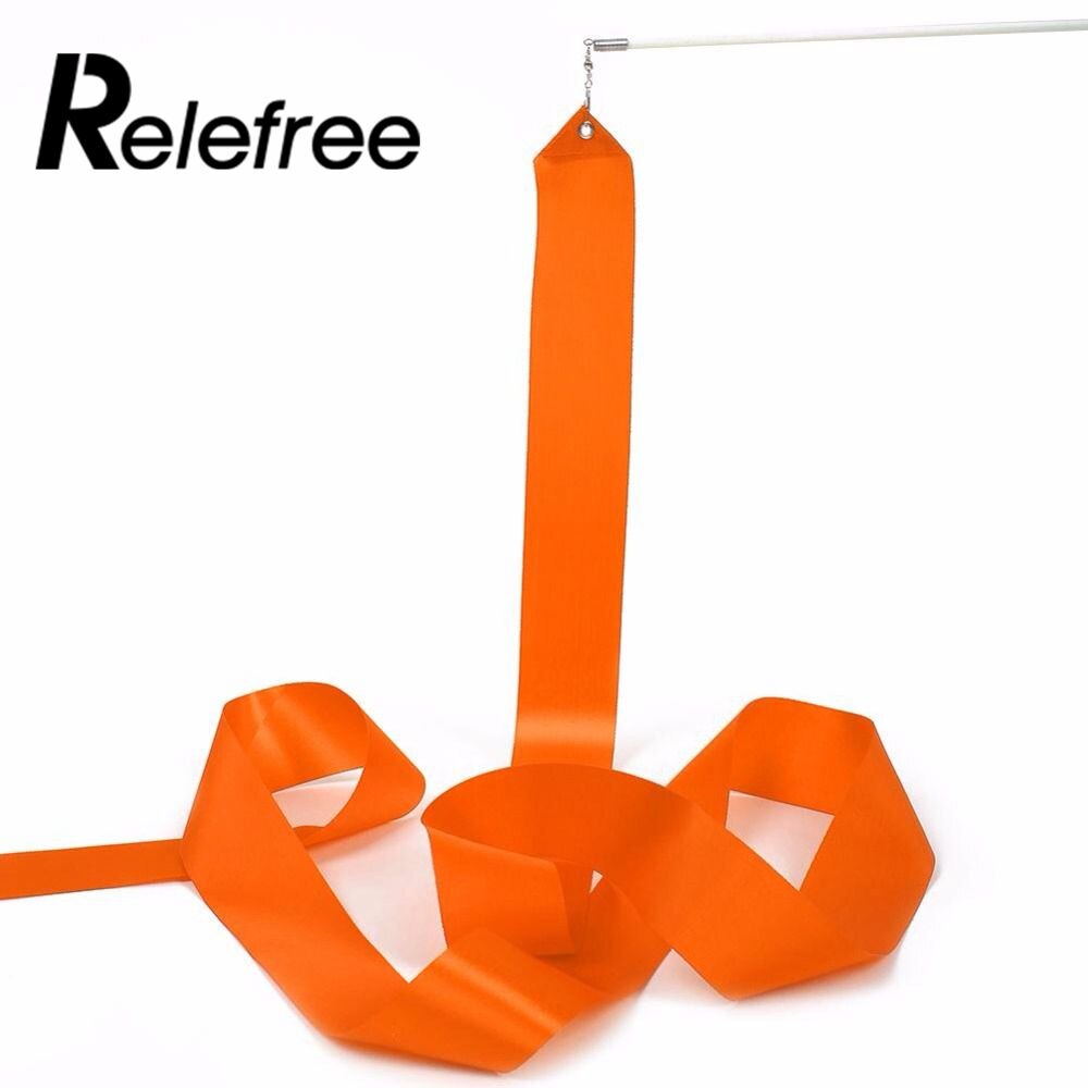 relefree Newly Dance Ribbon Ballet Twirling Stick 4m Rhythmic Art Gym Dance Gymnastic Ribbon Streamer Training Equipment