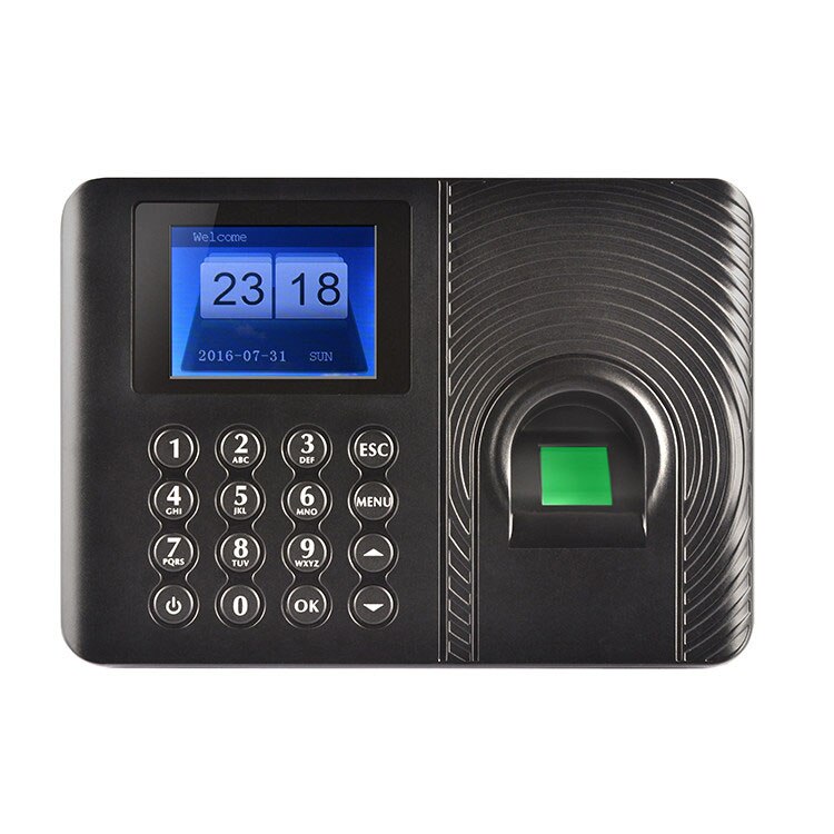 1000 Users Office Biometric Fingerprint Time Attendance Machine Code USB disk Excel export Empolyee Recognition Recorder: Black / US Plug / Portuguese