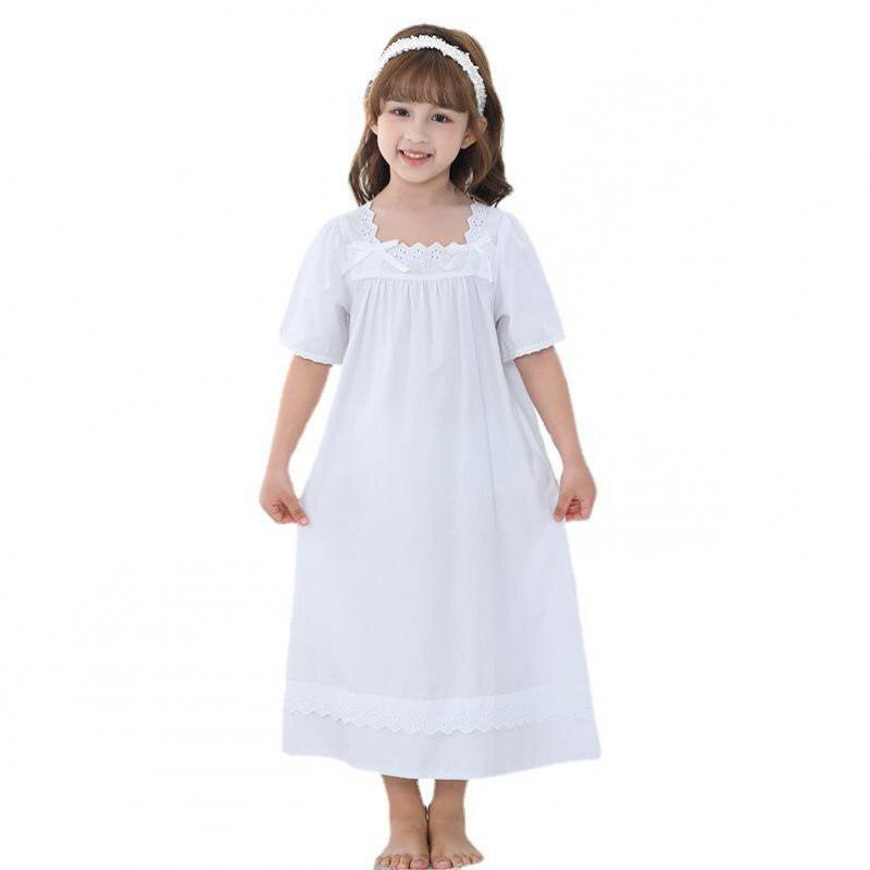 Girls Leisure Nightdress Soft Cotton Sleeping Dress Kids Sleepwear Ankle Length Home Clothing Nighty Comfortable Nightgowns