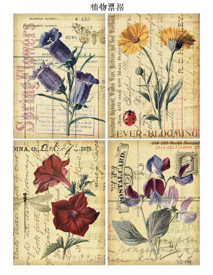 Musik blomster regning vintage materiale baggrund papir junk journal dagbog planner scrapbooking dekorativ diy håndværk papir foto