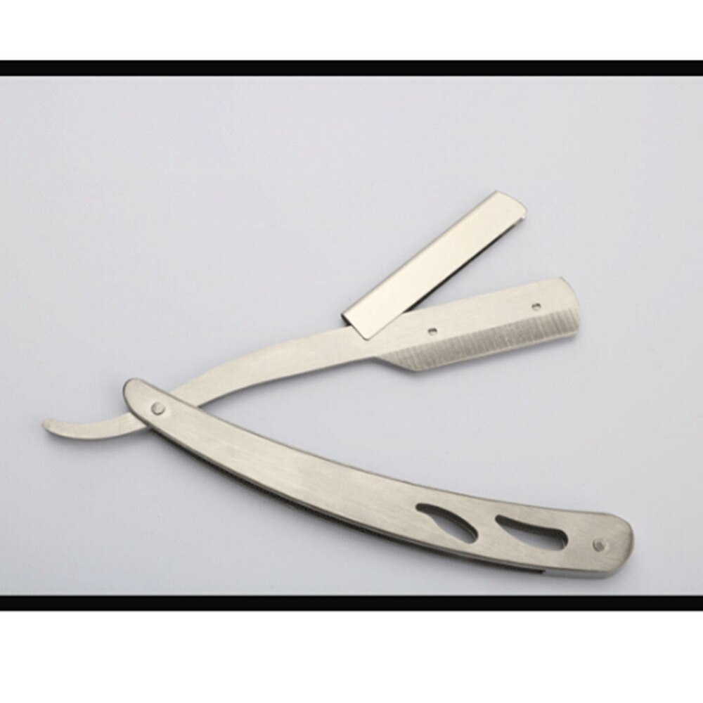 Stainless Steel Shaving Razor Straight Edge Razors Pro Mens Folding Shaving Manual Beard Shaver Barber Shaver Tool (Silver)