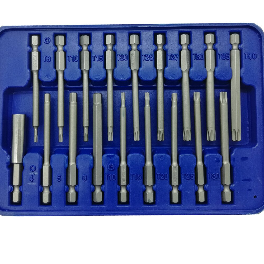 SPIFFYER 50PC Extra Long Bit Set 75mm Long Cr-V Quick Release Screwdriver Bit Holder Security Bit Set Torx Hex Pozidrive Bit