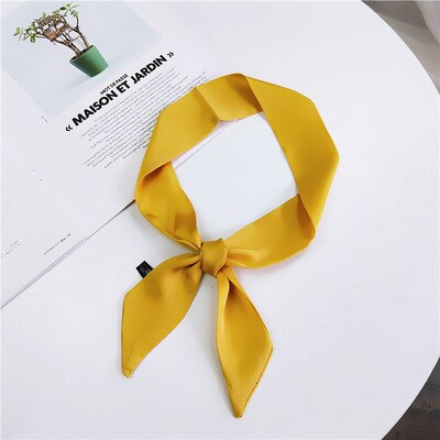 Petit foulard en soie de couleur unie pour femmes, 90x5cm, ruban de poignet tout assorti pour sac à main enveloppé: 7