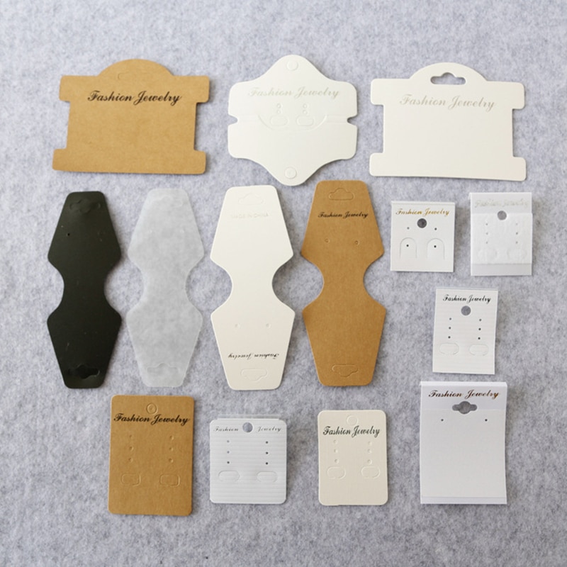 100pcs Multi Color Size Earring Necklace Paper Display Cards Cardboard Jewelry Package Hang Tag Card For Pendant Hair Jewelry