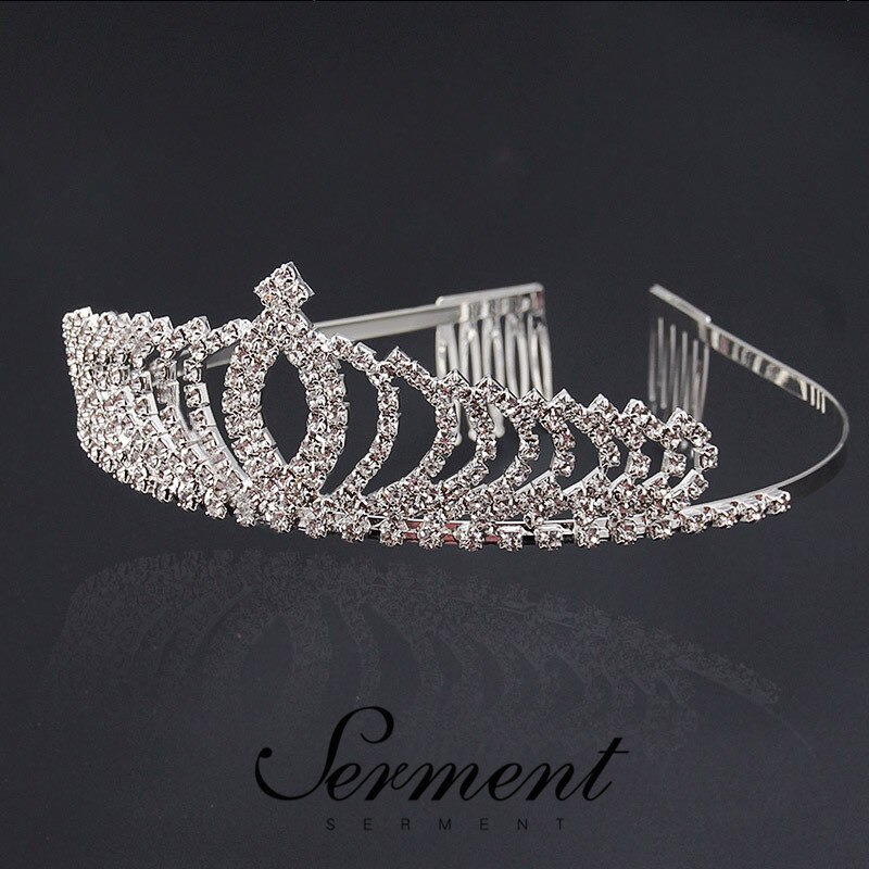 SERMENT Princess Wedding Bridal Bridesmaid Tiara Crown Girls Crystal Zircon Jewelry Hair Accessories Bride Birthday Crown