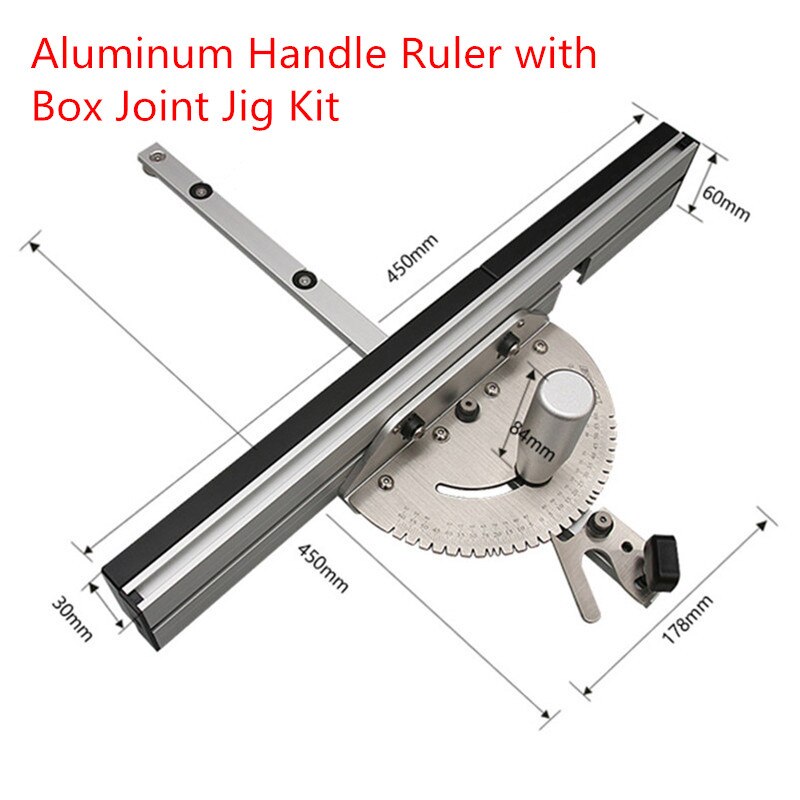 450mm Angle Miter Gauge Sawing Assembly Ruler Box Joint Jig Track Stop Limit Profile Fence Woodworking Tools Table Saw Router
