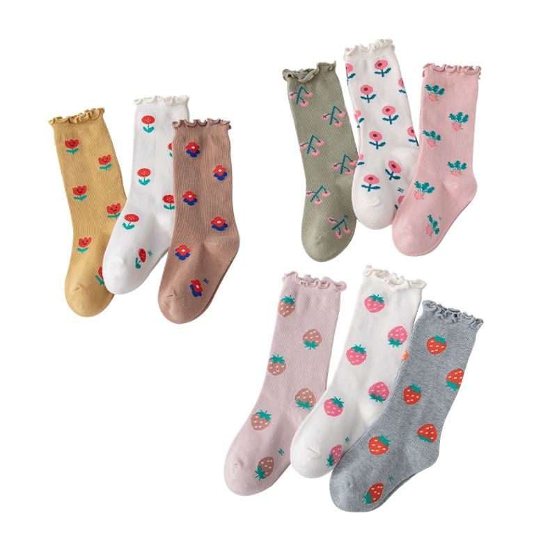 3 paia/lotto 2021 Ins New Fashion Baby Socks 1-8 anni ragazze calzini moda maglia bambini calzini