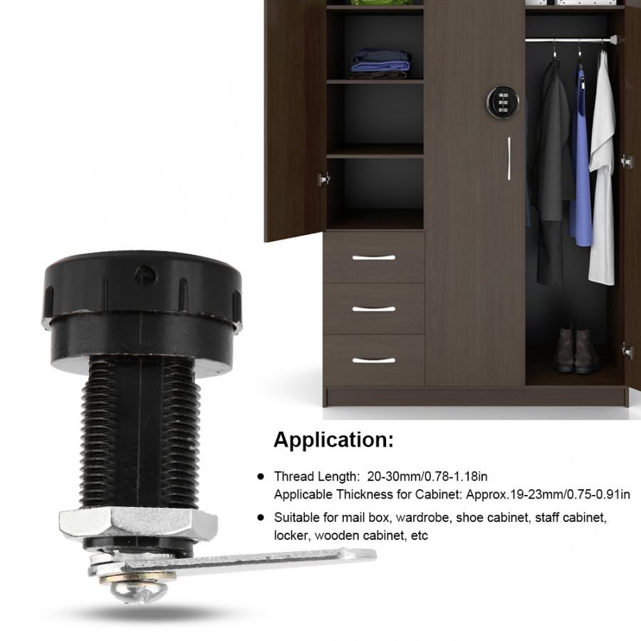 2pcs 3-Digit Zinc Alloy Mechanical Password Lock for Cabinet Wardrobe Mail Box Black