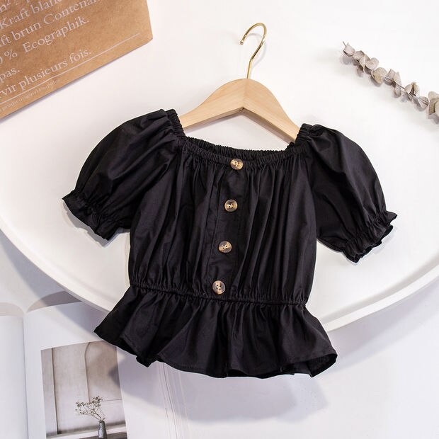 Summer Blouse for Big Girls Casual Clothes Children Puff Sleeve Girl Shirt Kids Sweet Blouses Tops Q74