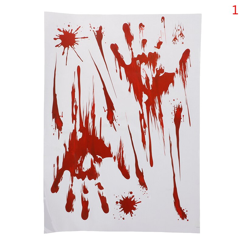 Horror Blood Handprint Decal Glass Window Sticker Home Decor Removable Halloween Living Room Classroom Decorations Wall Stickers: Black
