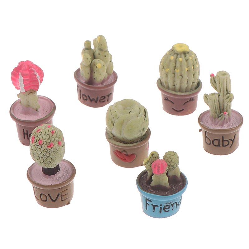 7Pcs 1:12 Poppenhuis Mini Vetplant Mini Boom Potplanten Voor Poppenhuis Decor