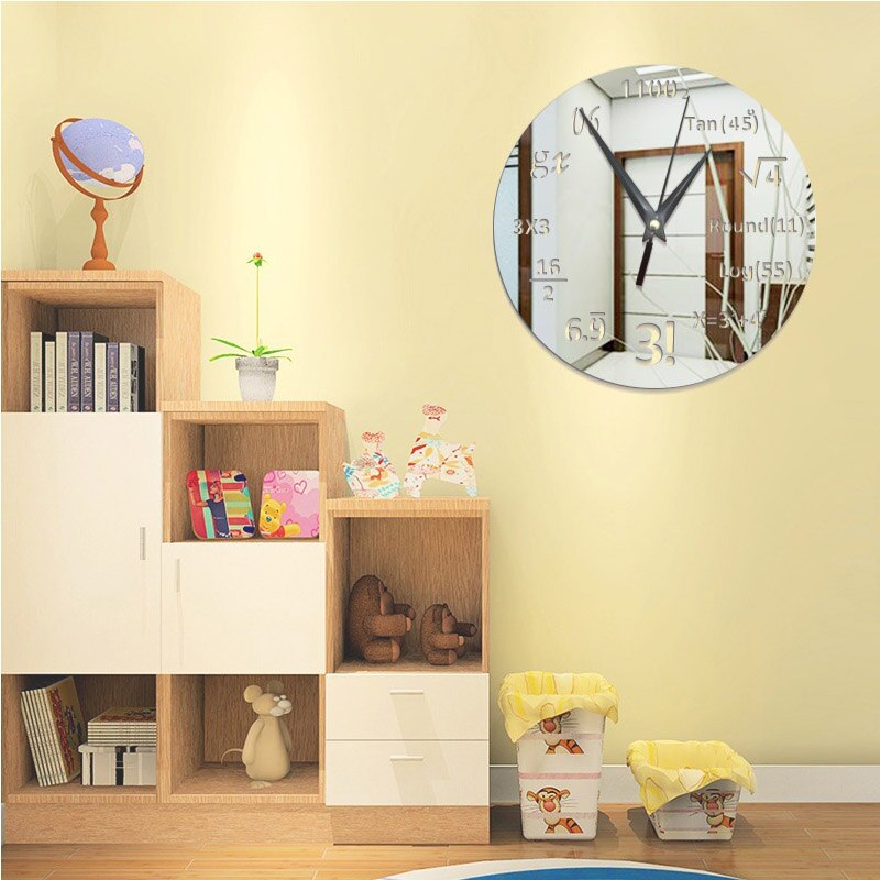 Mathematical equations acrylic mirror wall clock home home study bedroom living room wall decoration wall clock