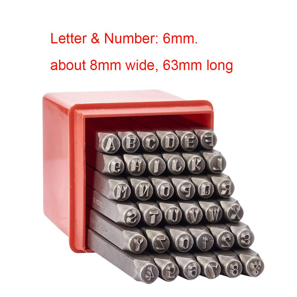 36pcs/Box Iron Metal Seal Stamps Set Including Letter A~Z Number 0~8 and Ampersand & Black Metal Steel Tag Pendant Stamping Tool