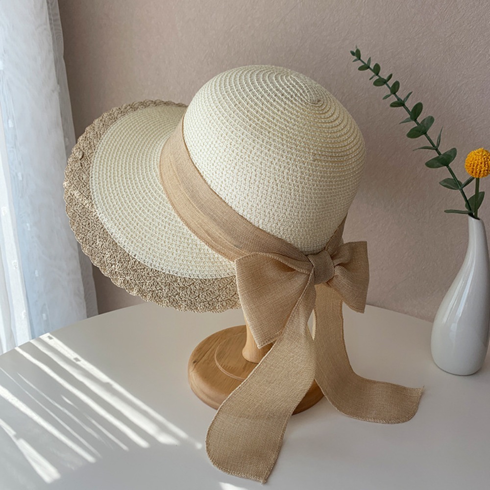 Cappello da Spiaggia in Paglia Intrecciata - Cappello da Pescatore Pieghevole con Fiocco - Cappello di Paglia Intrecciata a Tesa Larga - Escursionismo all'aperto: Verde