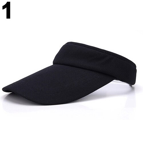 Verstelbare zonnehoed voor dames, effen sportpet met mesh klep, tennis- en golfstrandhoed: Zwart